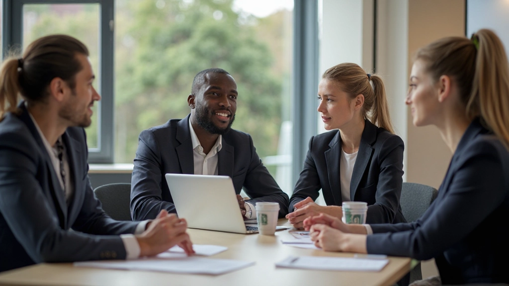 Zakelijke professionals in interactief Engels-gesprek en discussie in klaslokaal