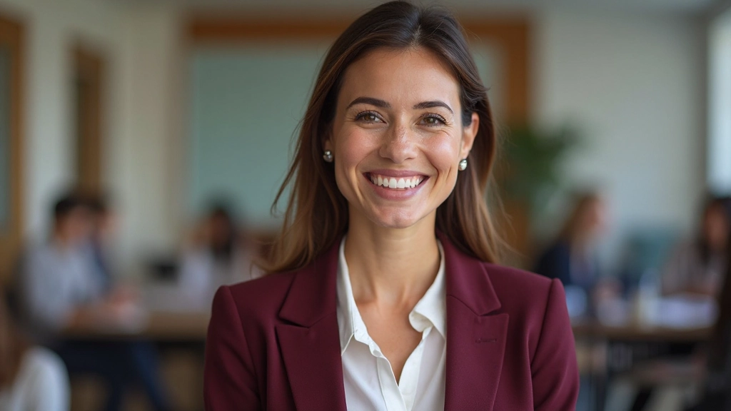 Professionele Spaanse vrouw, vriendelijk gezicht, trainingsomgeving